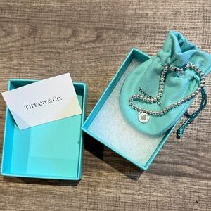Tiffany & Co. Sterling Silver Bead Necklace with Round Tag - Tiffany Blue